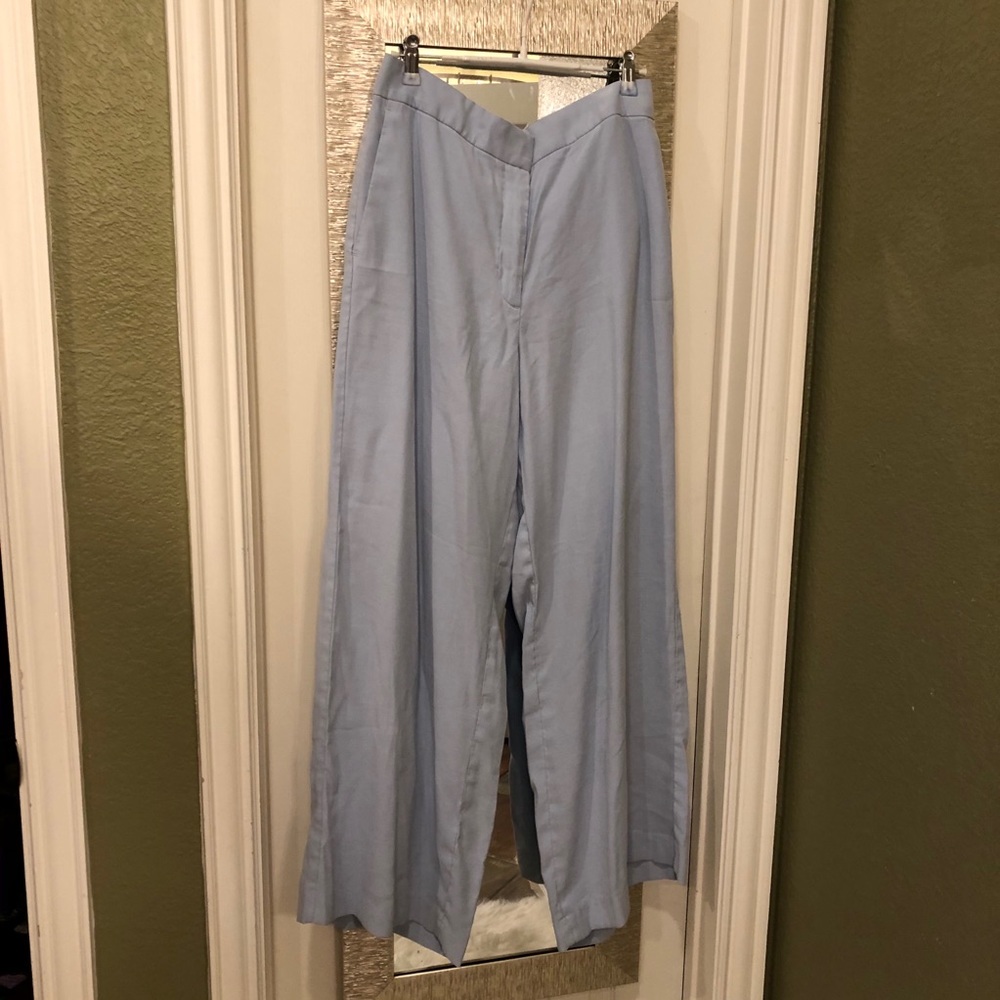 Ann Taylor baby blue flowy linen pants size 12P